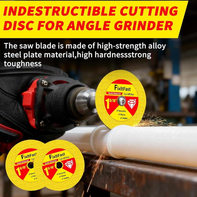 Fix It Fast 1 9/16 Inch Indestructible Multi-Material Cut Off Disc,40mm Diamond Cutting Wheels for Rotary Tool,with 1/4"&1/8" Round Mandrels - 3 Pack - Image 3